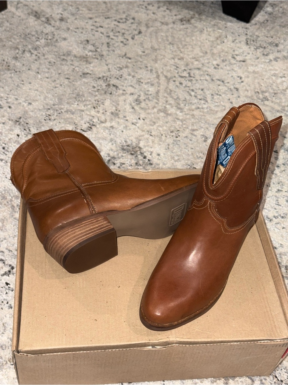 dingo Tan Leather Western Ankle Booties